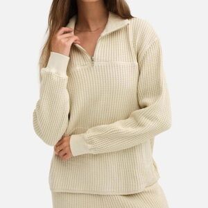 Mate the label organic waffle half zip sweatsirt